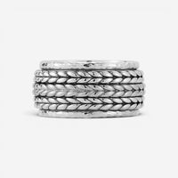 JAI Sterling Silver Artisan Textured Spinner Men's Ring JJH5026MR