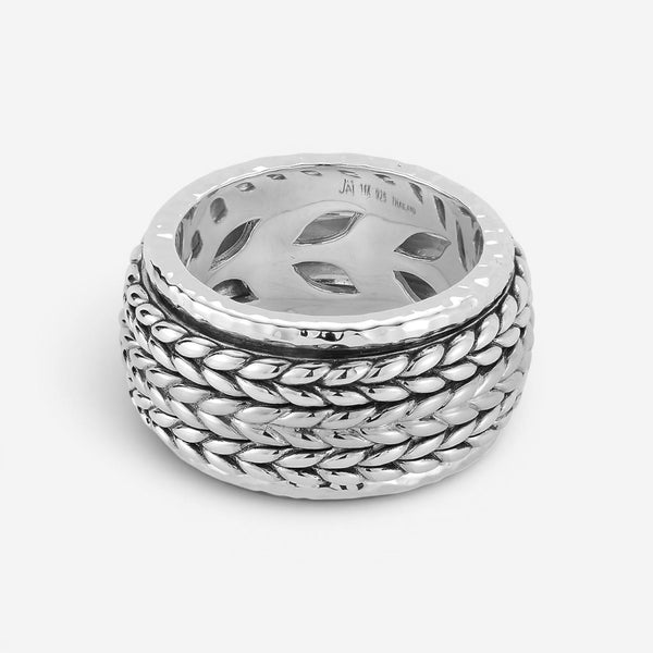 JAI Sterling Silver Artisan Textured Spinner Men's Ring JJH5026MR