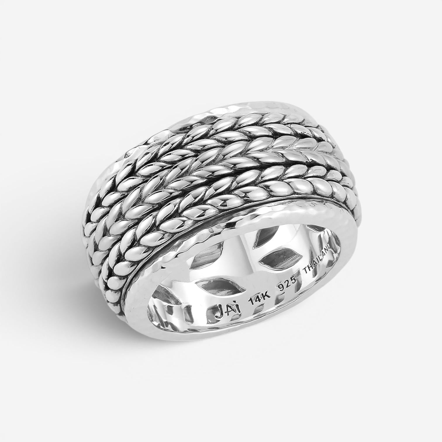 JAI Sterling Silver Artisan Textured Spinner Men's Ring JJH5026MR