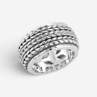 JAI Sterling Silver Artisan Textured Spinner Men's Ring JJH5026MR
