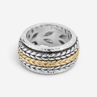 JAI Men's Sterling Silver & 14K Yellow Gold Artisan Textured Spinner Ring JJH502
