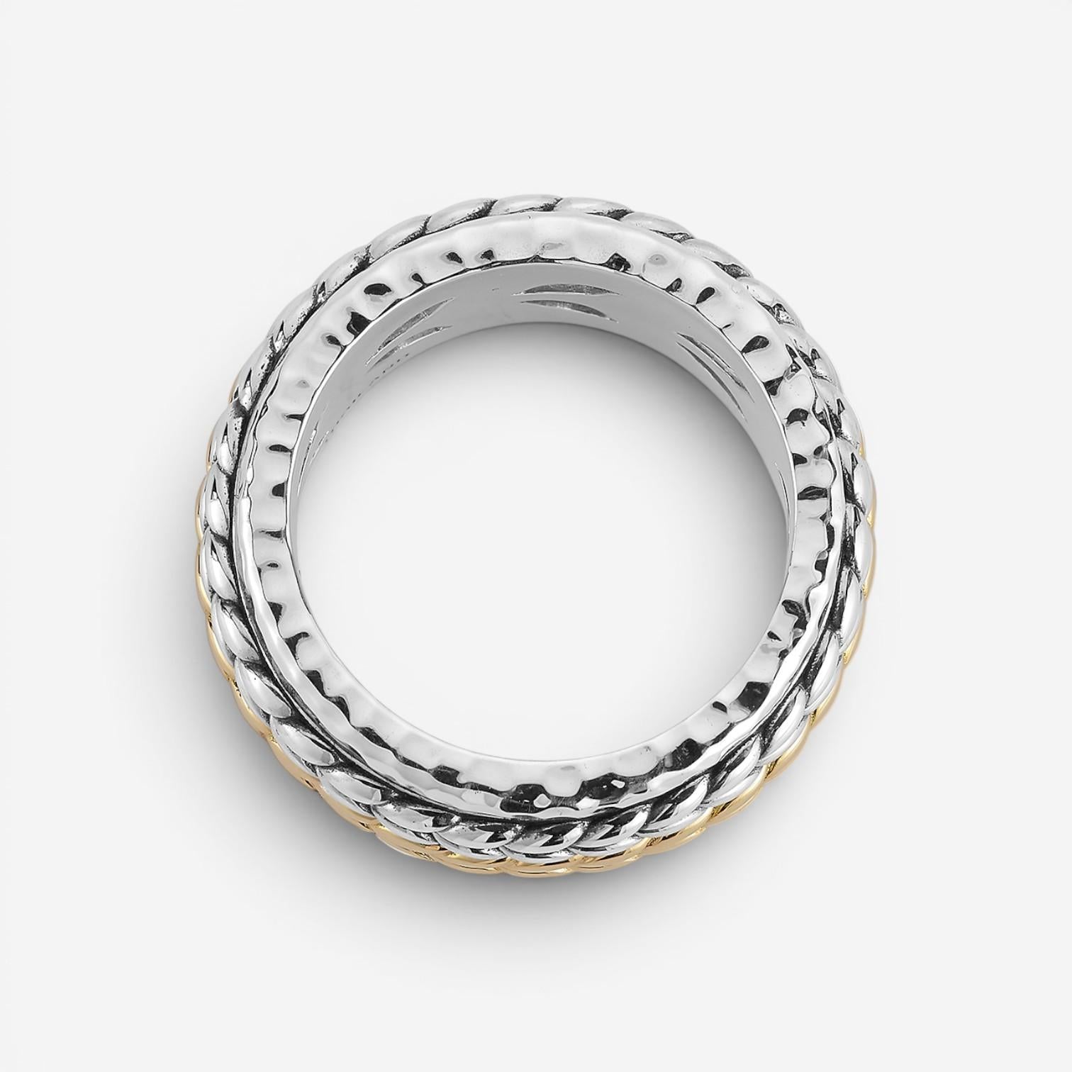 JAI Men's Sterling Silver & 14K Yellow Gold Artisan Textured Spinner Ring JJH502