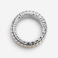 JAI Men's Sterling Silver & 14K Yellow Gold Artisan Textured Spinner Ring JJH502