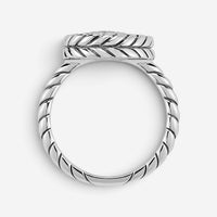 JAI Sterling Silver Diamond Box Chain Statement Ring JJH6002R-DI