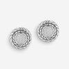JAI Diamond Sterling Silver Box Chain Pattern Stud Earrings JJH6003E-DI