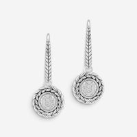 JAI Sterling Silver Diamond Basketweave Drop Earrings JJH6004E-DI