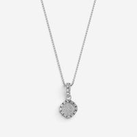 JAI Sterling Silver Pave Diamond Cushion Pendant Necklace JJH6005P-18-DI