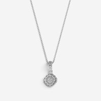 JAI Sterling Silver Pave Diamond Cushion Pendant Necklace JJH6005P-18-DI