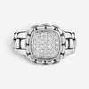 JAI Sterling Silver Pave Diamond Cushion Statement Ring JJH6005R-DI