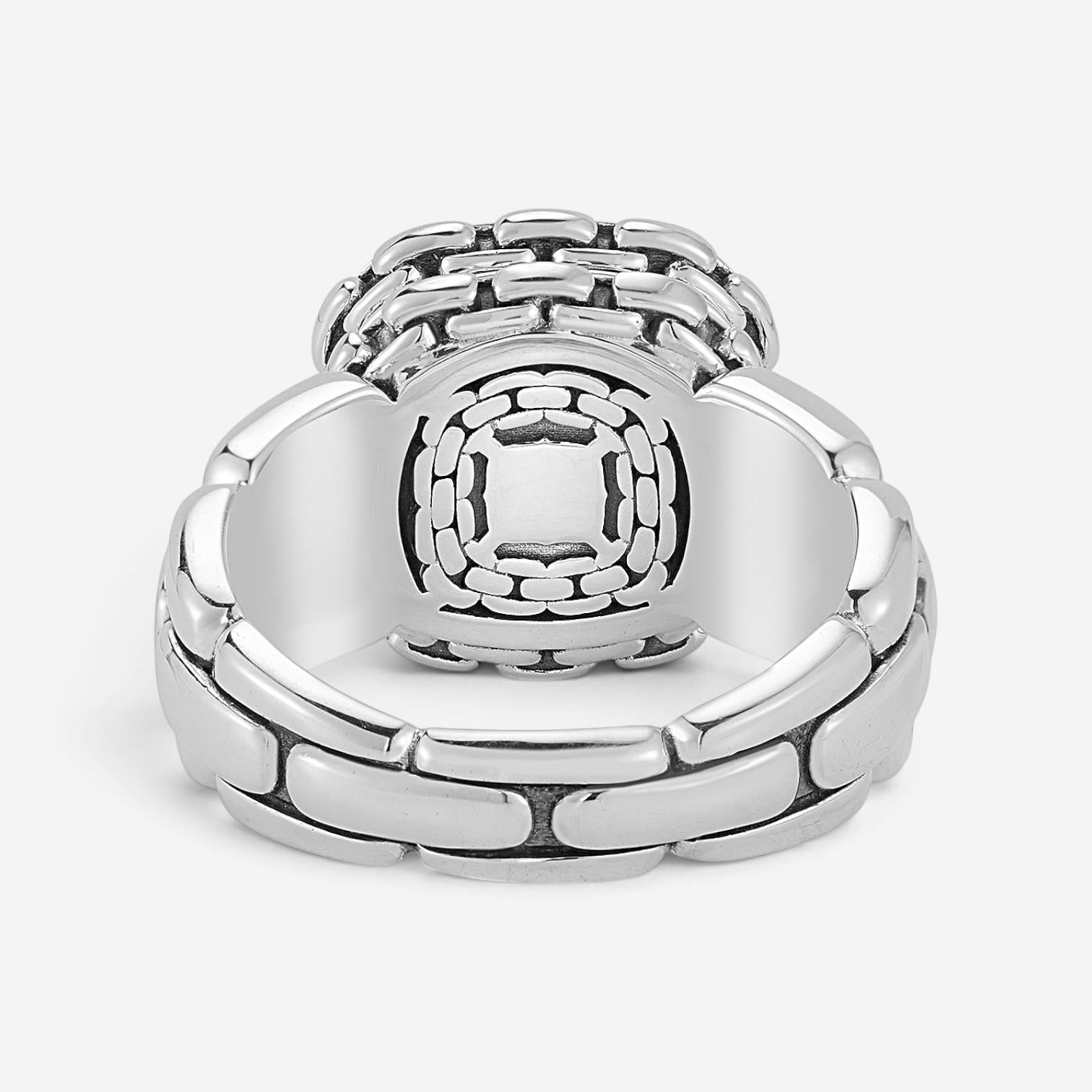 JAI Sterling Silver Pave Diamond Cushion Statement Ring JJH6005R-DI