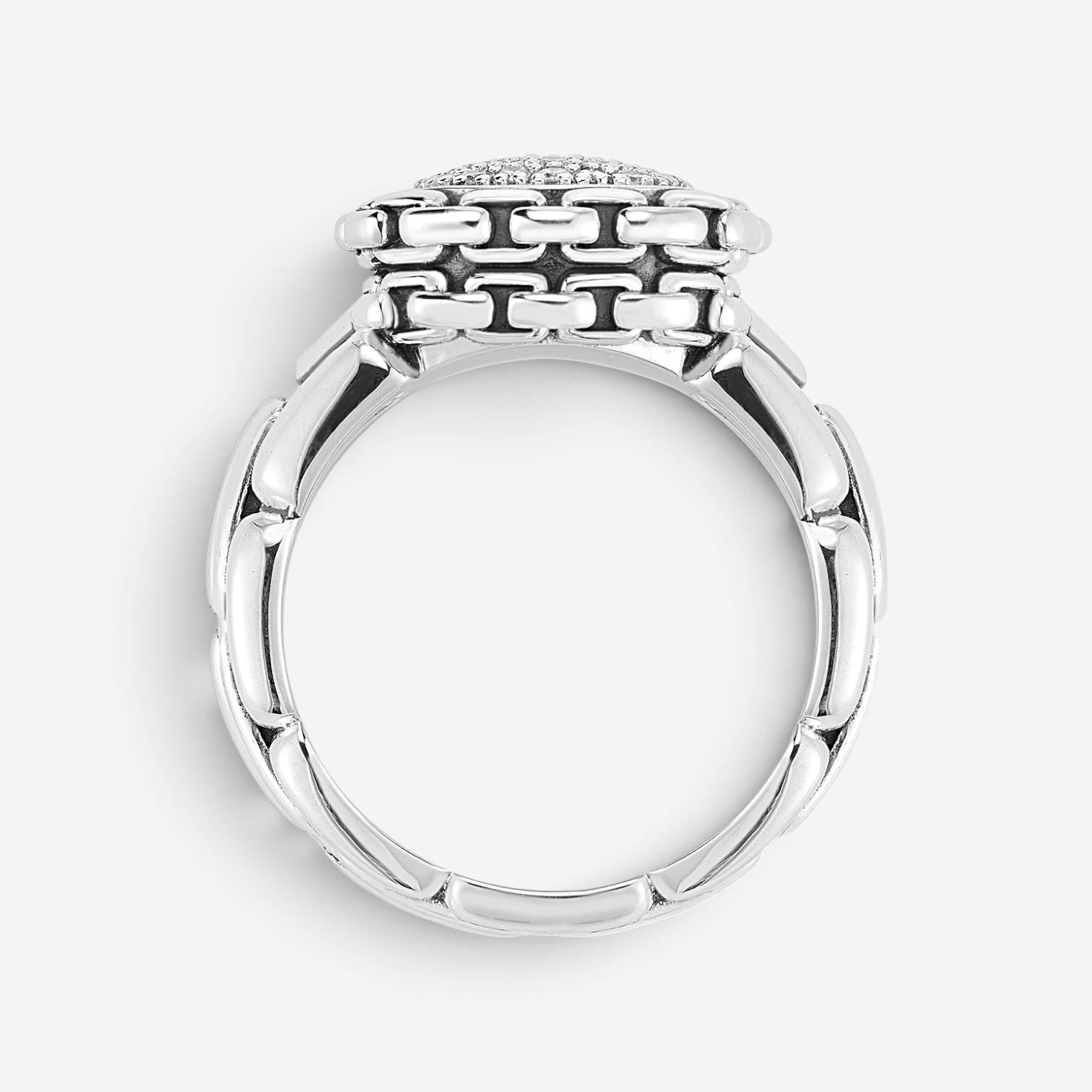 JAI Sterling Silver Pave Diamond Cushion Statement Ring JJH6005R-DI