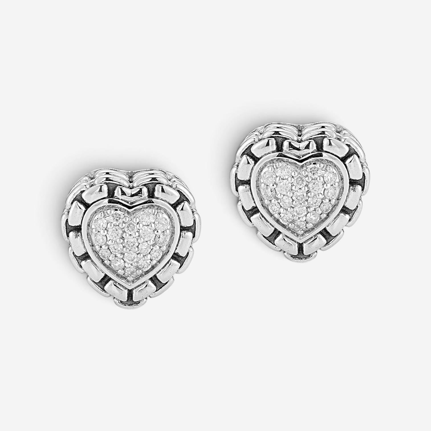 JAI Sterling Silver Diamond Heart Stud Earrings JJH6006E-DI