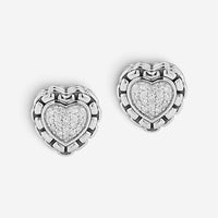 JAI Sterling Silver Diamond Heart Stud Earrings JJH6006E-DI