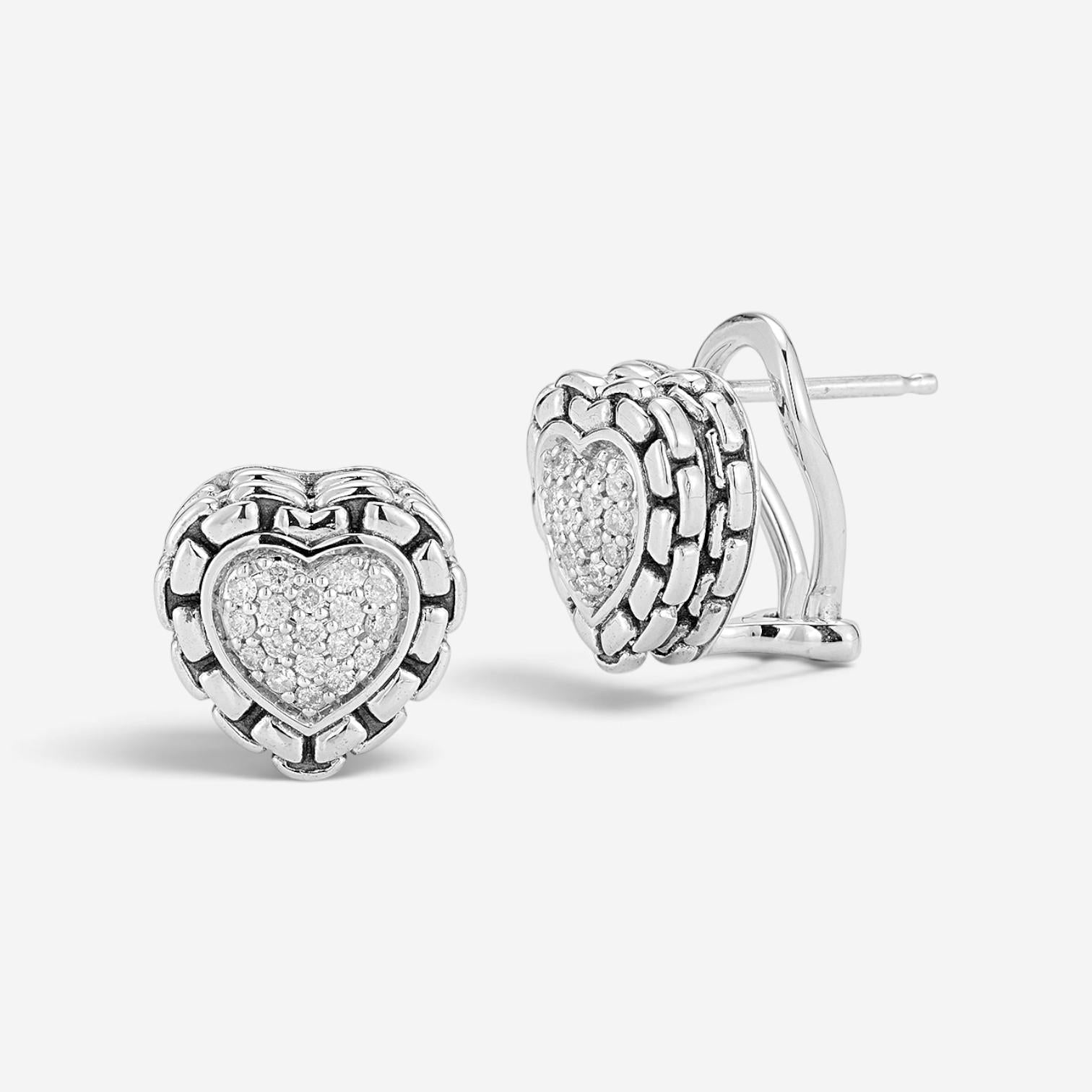 JAI Sterling Silver Diamond Heart Stud Earrings JJH6006E-DI