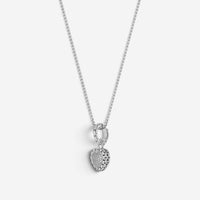JAI Sterling Silver Pave Diamond Heart Pendant Necklace JJH6006P-18-DI