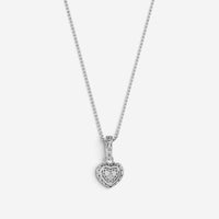 JAI Sterling Silver Pave Diamond Heart Pendant Necklace JJH6006P-18-DI