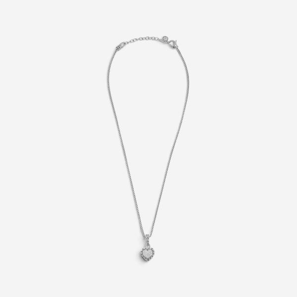 JAI Sterling Silver Pave Diamond Heart Pendant Necklace JJH6006P-18-DI