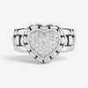 JAI Sterling Silver Pave Diamond Heart Ring JJH6006R-DI
