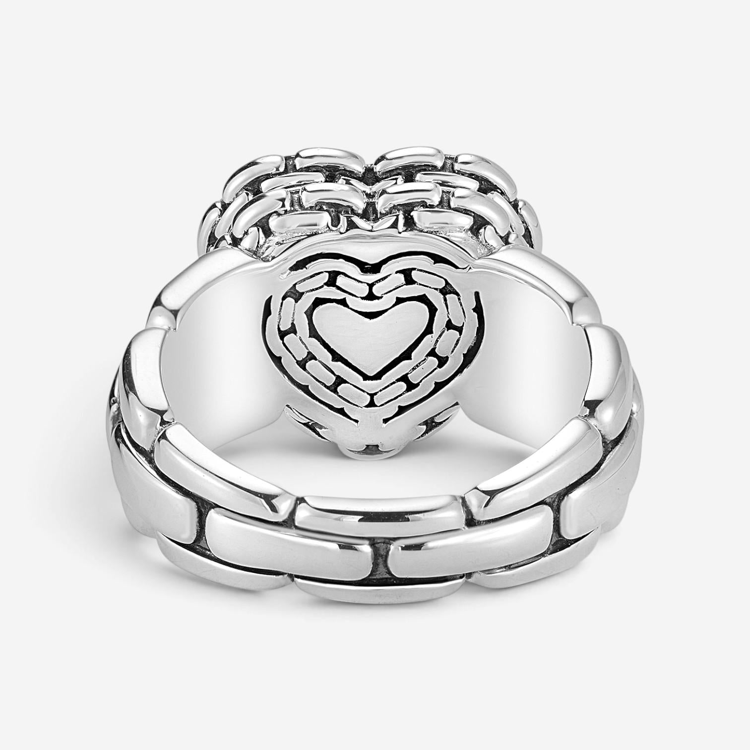 JAI Sterling Silver Pave Diamond Heart Ring JJH6006R-DI