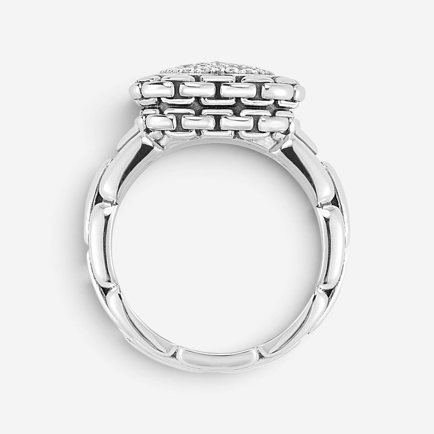 JAI Sterling Silver Pave Diamond Heart Ring JJH6006R-DI