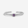 JAI Sterling Silver Diamond & Amethyst Hinged Cuff Bangle Bracelet JJH6007B-M-AM