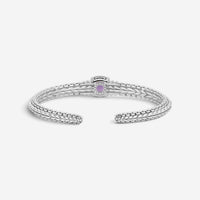 JAI Sterling Silver Diamond & Amethyst Hinged Cuff Bangle Bracelet JJH6007B-M-AM