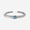 JAI Sterling Silver Diamond & London Blue Topaz Hinged Cuff Bangle Bracelet JJH6