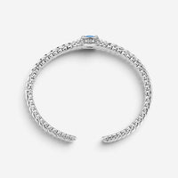 JAI Sterling Silver Diamond & London Blue Topaz Hinged Cuff Bangle Bracelet JJH6