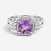 JAI Sterling Silver Diamond & Amethyst Statement Ring JJH6007R-AMDI