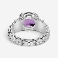 JAI Sterling Silver Diamond & Amethyst Statement Ring JJH6007R-AMDI
