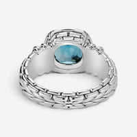 JAI Sterling Silver Diamond London Blue Topaz Statement Ring JJH6007R-LTDI