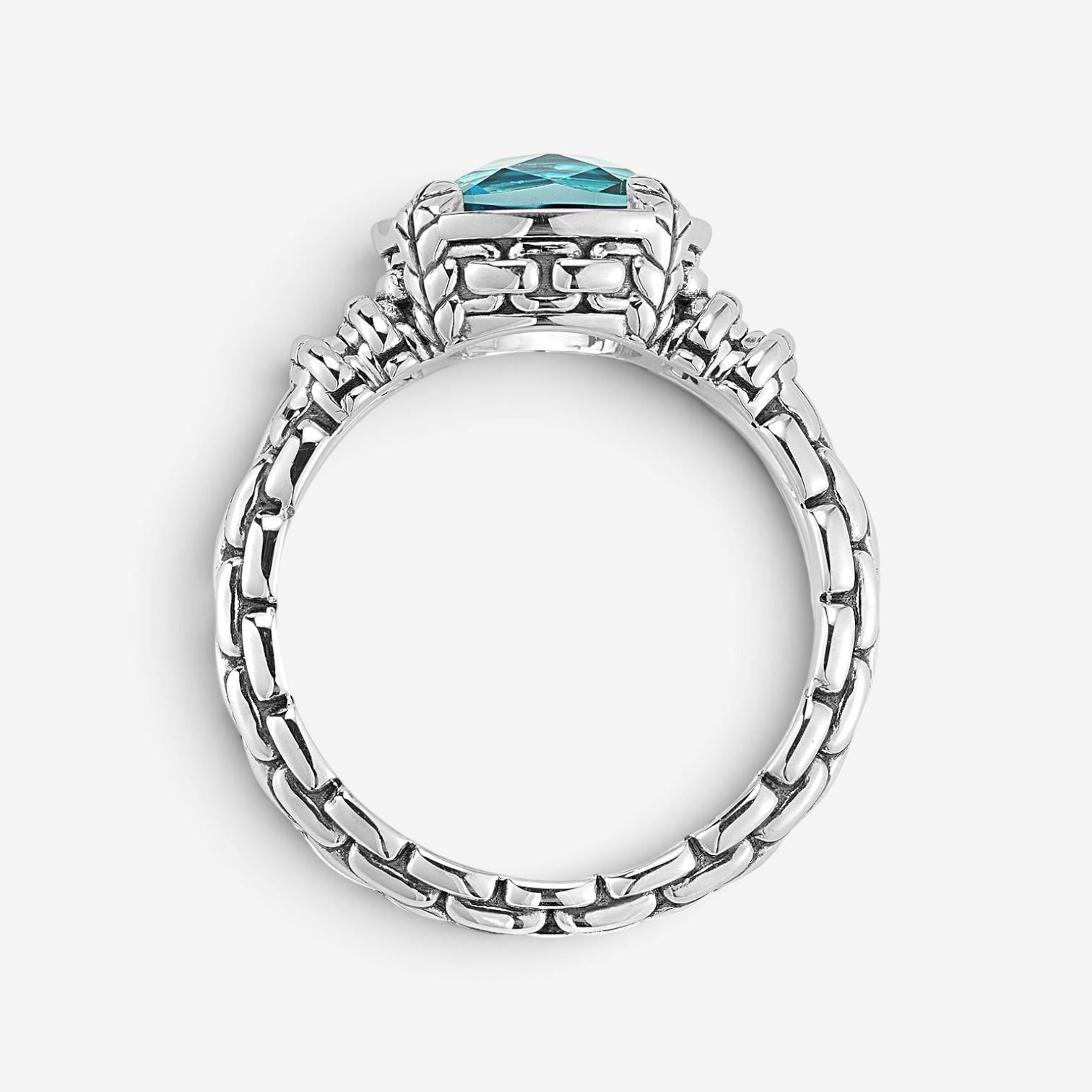 JAI Sterling Silver Diamond London Blue Topaz Statement Ring JJH6007R-LTDI