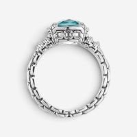 JAI Sterling Silver Diamond London Blue Topaz Statement Ring JJH6007R-LTDI