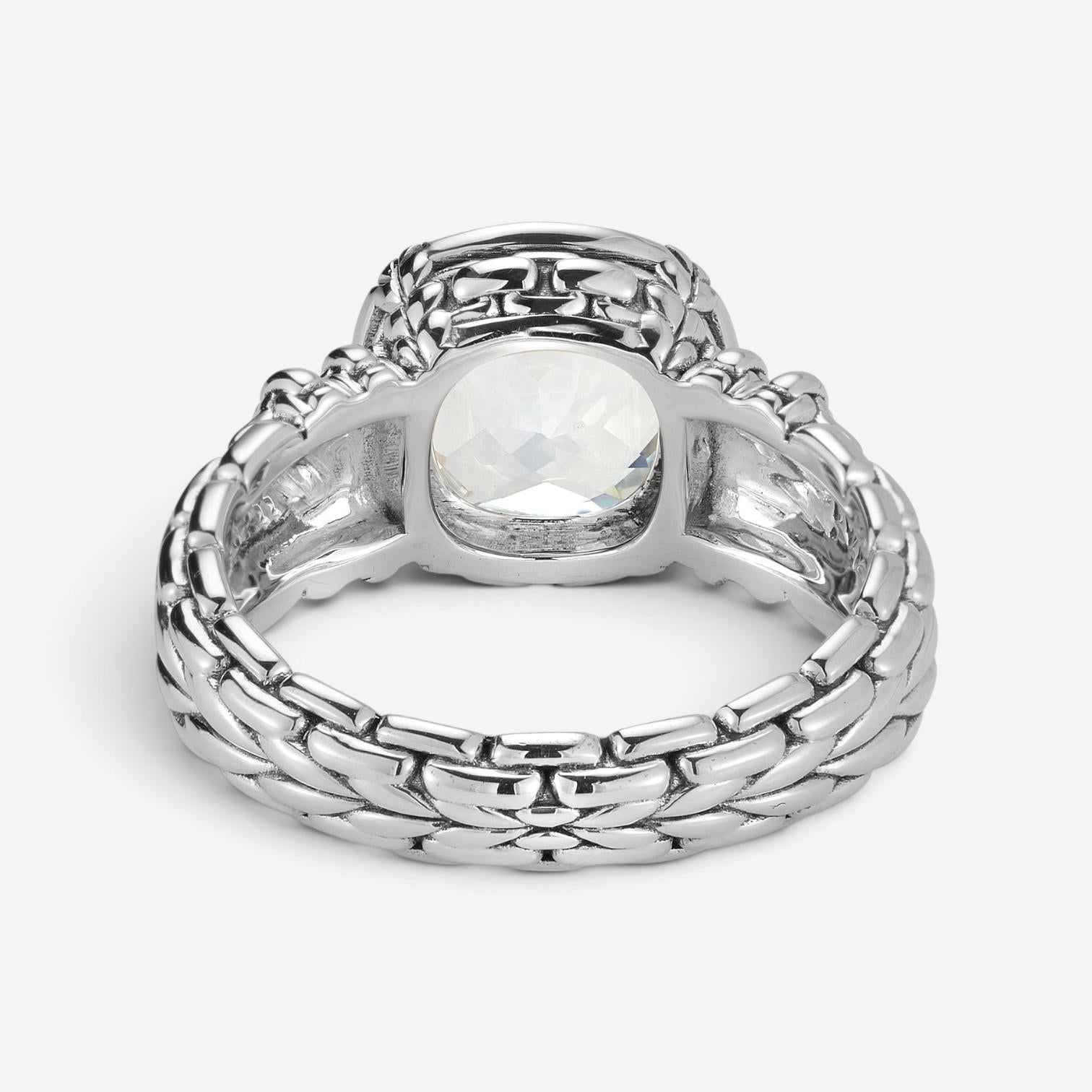 JAI Sterling Silver Diamond & White Topaz Ring JJH6007R-WTDI
