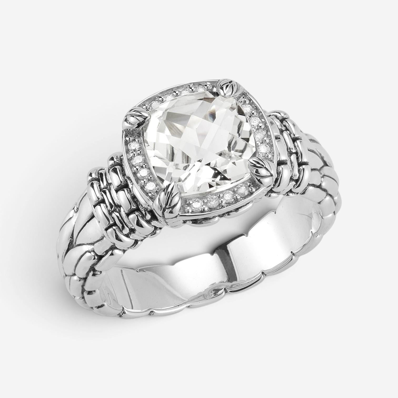 JAI Sterling Silver Diamond & White Topaz Ring JJH6007R-WTDI