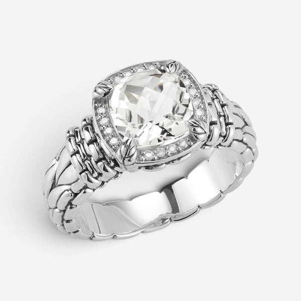 JAI Sterling Silver Diamond & White Topaz Ring JJH6007R-WTDI
