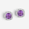 JAI Sterling Silver Diamond & Amethyst Square Stud Earrings JJH6008E-AMDI