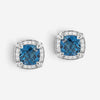 JAI Sterling Silver Diamond & London Blue Topaz Square Stud Earrings JJH6008E-LT