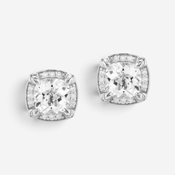 JAI Sterling Silver Diamond & White Topaz Stud Earrings JJH6008E-WTDI