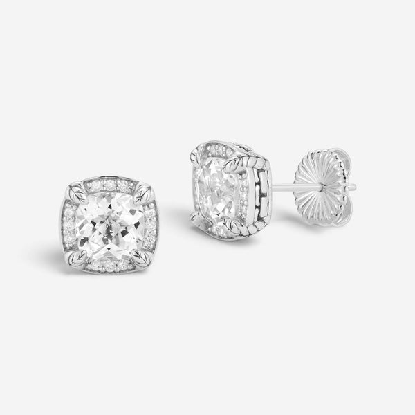 JAI Sterling Silver Diamond & White Topaz Stud Earrings JJH6008E-WTDI