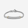 JAI Sterling Silver & 14K Yellow Gold Pave Diamond Box Chain Bracelet JJH6009BG