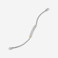 JAI Sterling Silver & 14K Yellow Gold Pave Diamond Box Chain Bracelet JJH6009BG