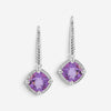 JAI Sterling Silver Diamond & Amethyst Lever Back Drop Earrings JJH6010E-AMDI
