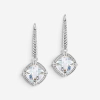 JAI Sterling Silver Diamond & White Topaz Lever Back Drop Earrings JJH6010E-WTDI