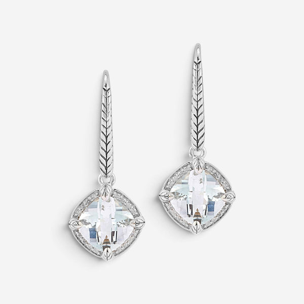 JAI Sterling Silver Diamond & White Topaz Lever Back Drop Earrings JJH6010E-WTDI