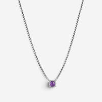 JAI Sterling Silver Diamond & Amethyst Pendant Necklace JJH6012N-16-AMDI