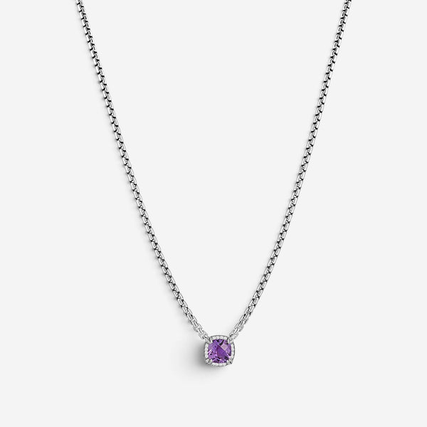 JAI Sterling Silver Diamond & Amethyst Pendant Necklace JJH6012N-16-AMDI