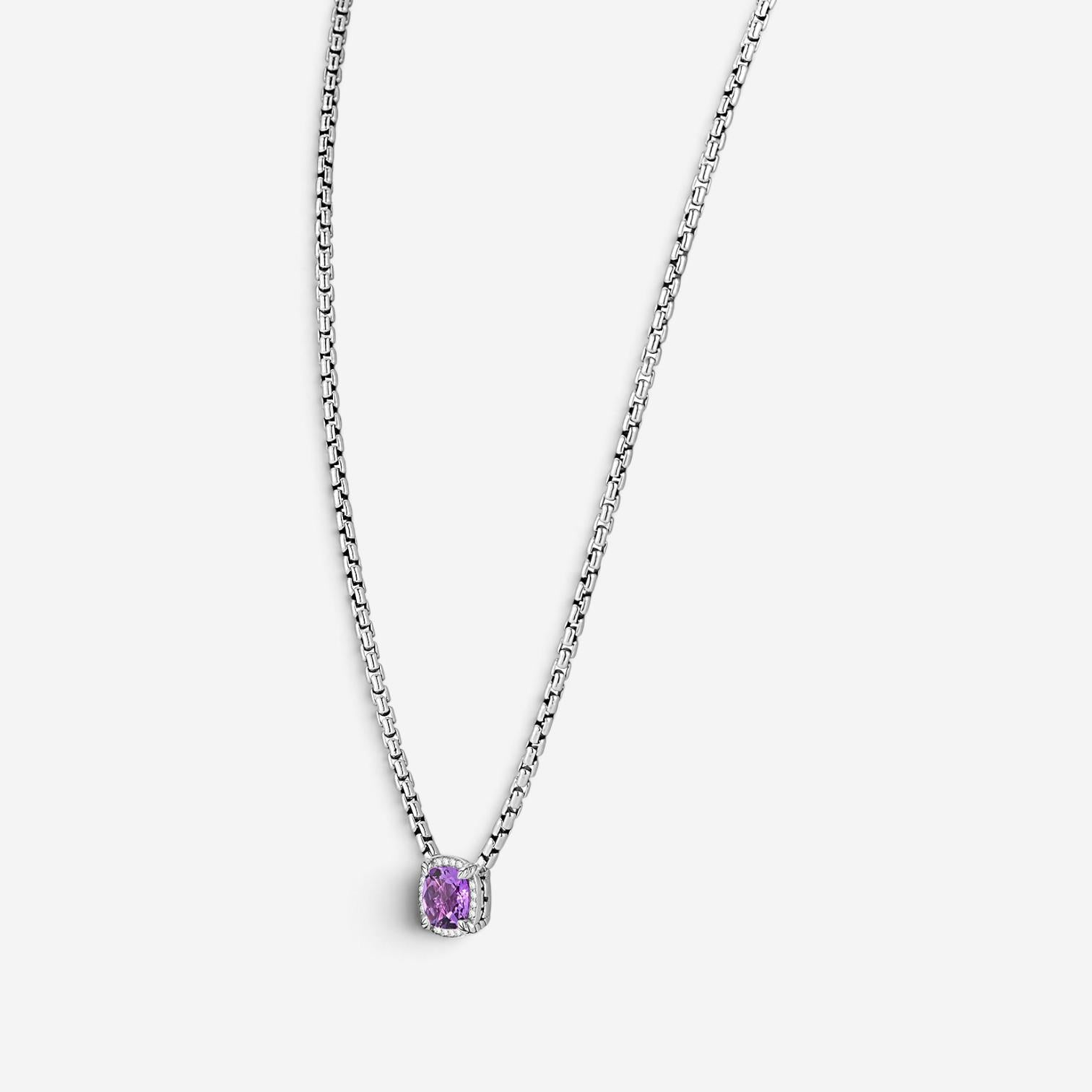 JAI Sterling Silver Diamond & Amethyst Pendant Necklace JJH6012N-16-AMDI