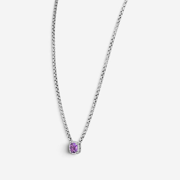 JAI Sterling Silver Diamond & Amethyst Pendant Necklace JJH6012N-16-AMDI