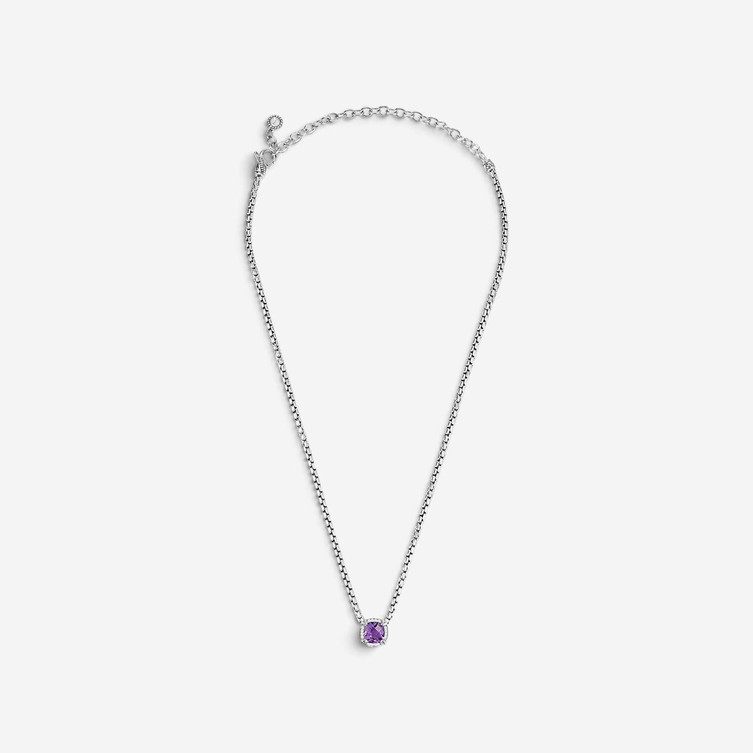 JAI Sterling Silver Diamond & Amethyst Pendant Necklace JJH6012N-16-AMDI